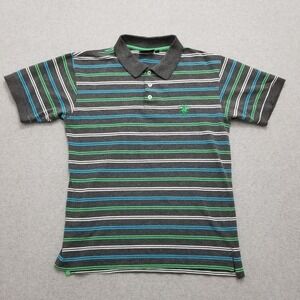 Beverly‎ Hills Polo Club Shirt Mens Small Gray Striped Embroidered Logo